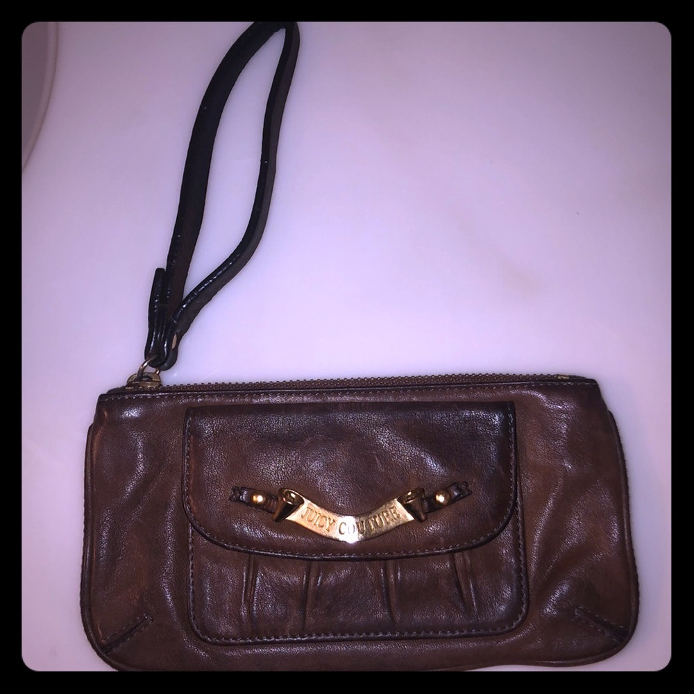 Juicy Couture Brown Leather Wristlet Clutch